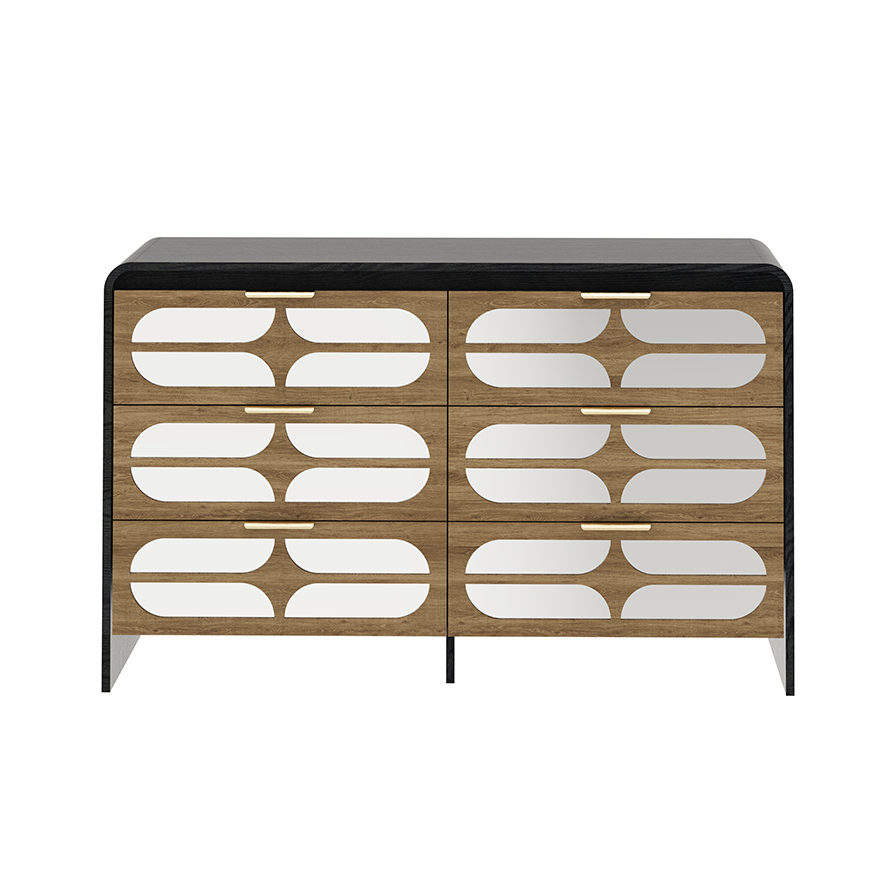 Lattice Mirrored 6-Drawer Dresser